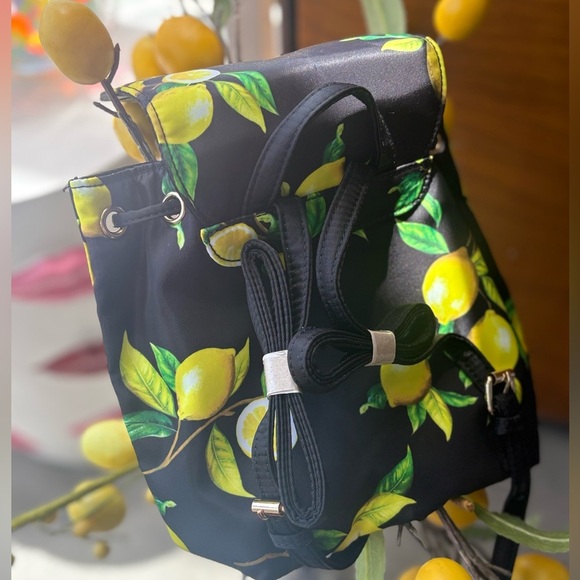 Icing Black Lemon Print Backpack - Picture 6 of 9